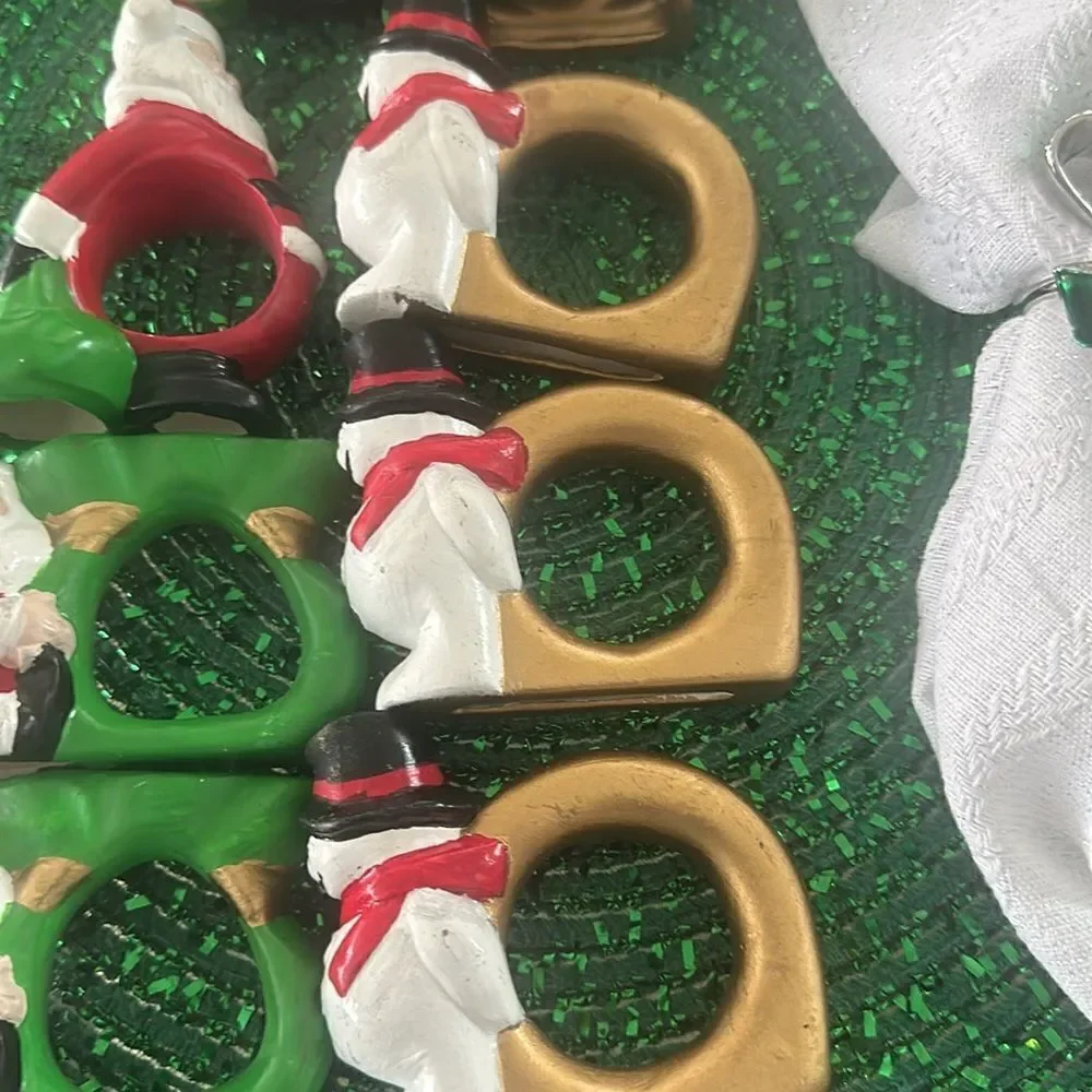Vintage Ceramic Christmas Themed Napkins Rings (8)